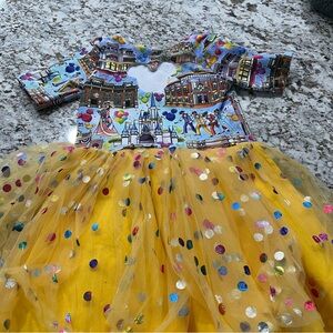 Colorful Kids Disney Main Street print dress
